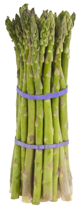 A bundle of green asparagus spears