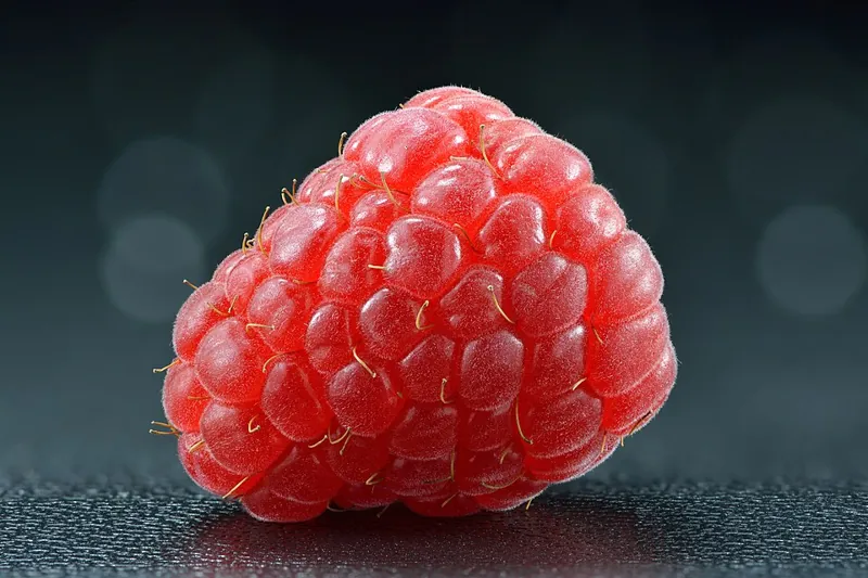 A ripe red raspberry